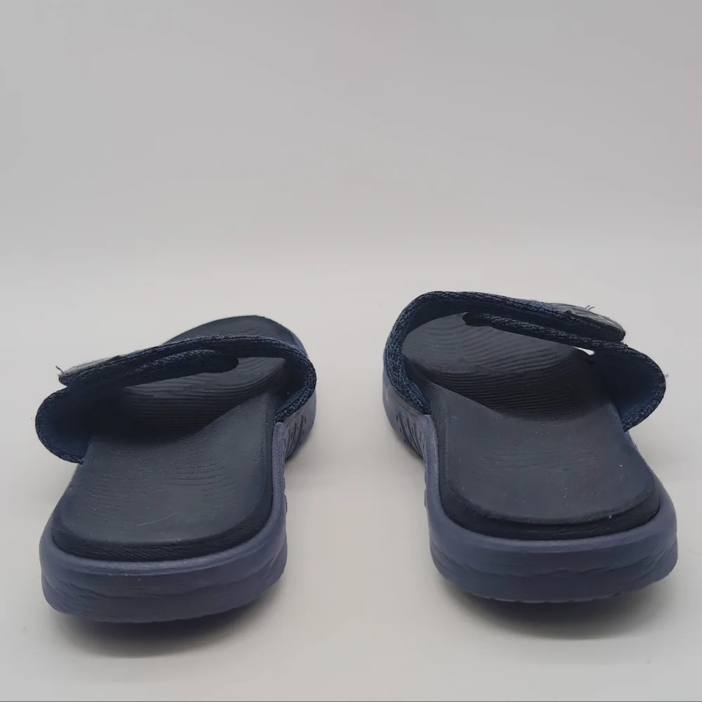 Oncai Sz 40 / 7.5 Navy Blue Slide Sandals with Knit Strap